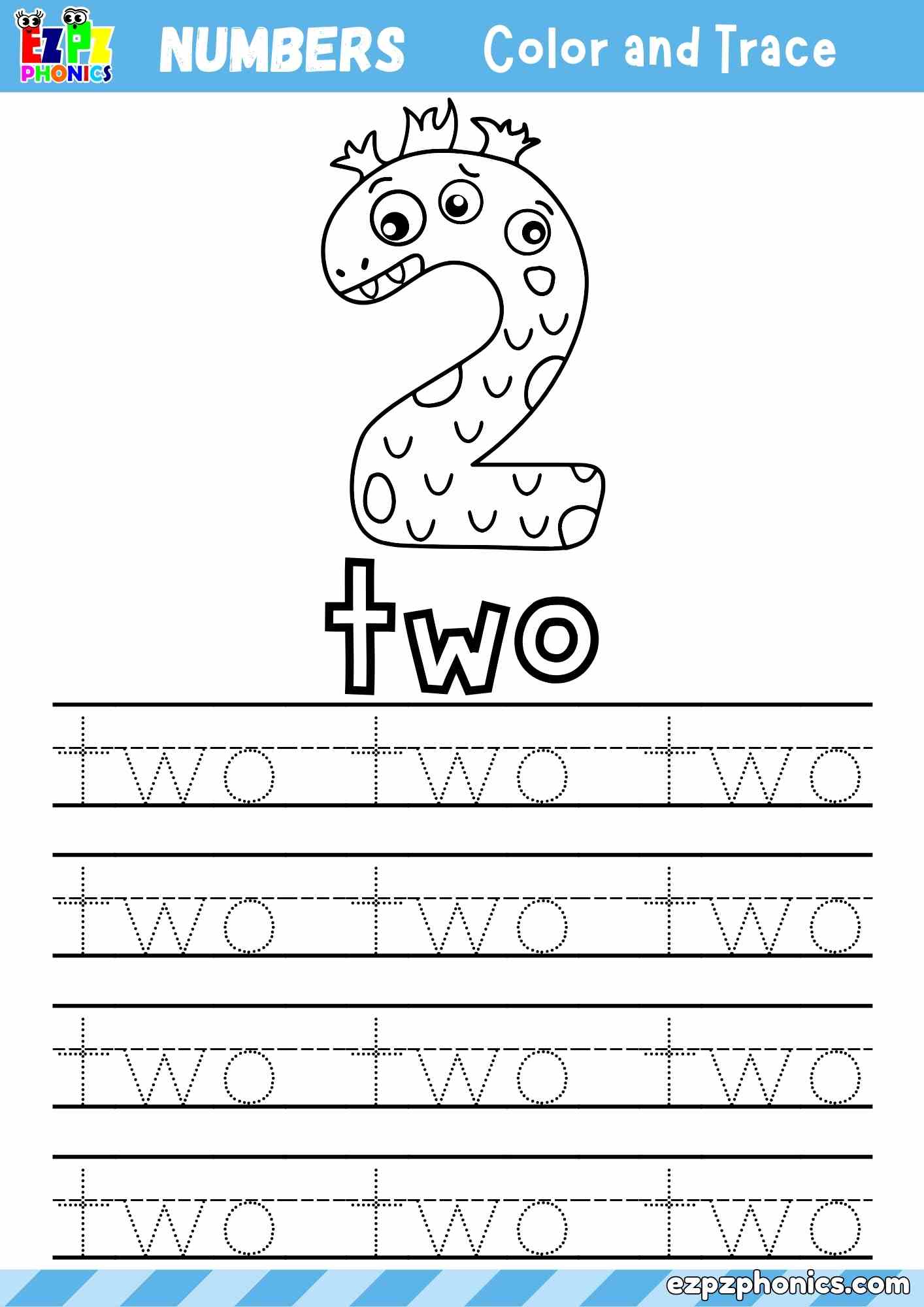 Number Two Word Tracing Activity (Free PDF Download)